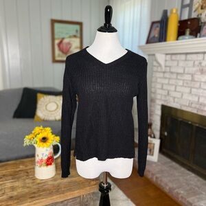 RD Style cable knit long sleeve ribbon open back sweater